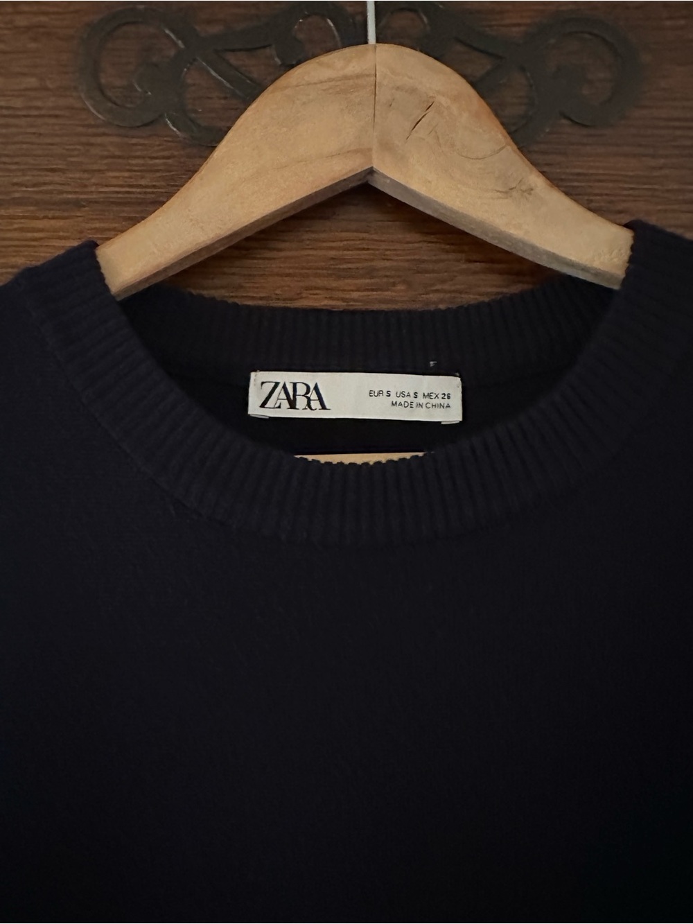 Zara Classic Navy Knit Long-Sleeve A-Line Mini Dress Size Small Mod 60s - Picture 5 of 9